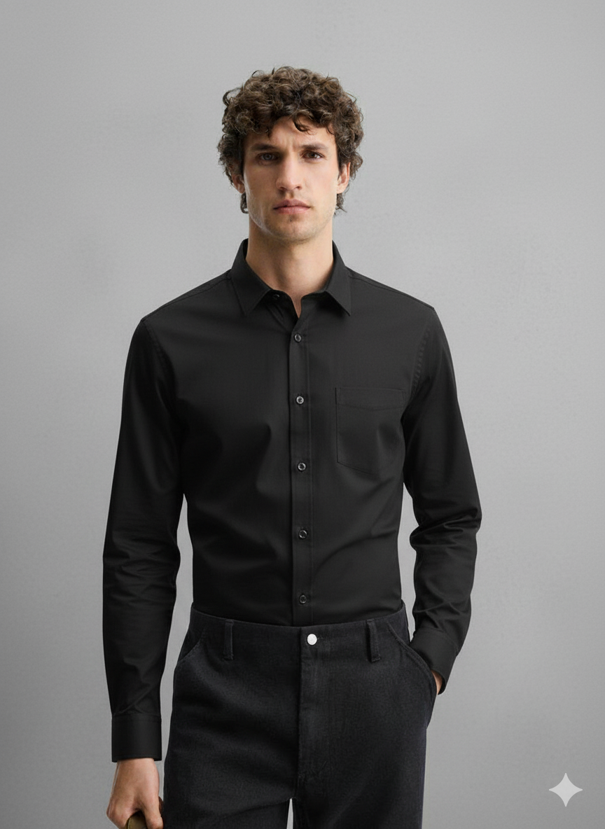 Layluxe Cotton Black Shirt
